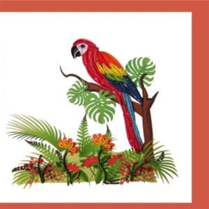 Scarlet macaw in lush greenery scene