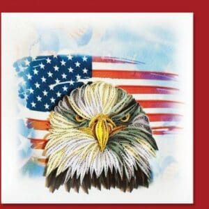 Quilled eagle with American flag background