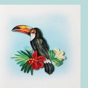 Vibrant paper quilling of a toucan