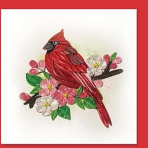 Colorful quilled bird and flowers