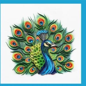 Colorful quilled peacock art