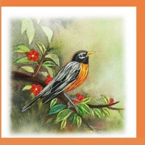 Quilled bird on a branch