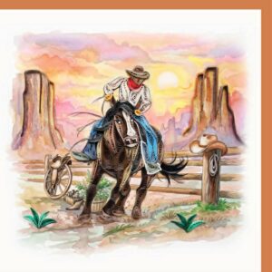 Cowboy ride horse in desert mountain DW-2